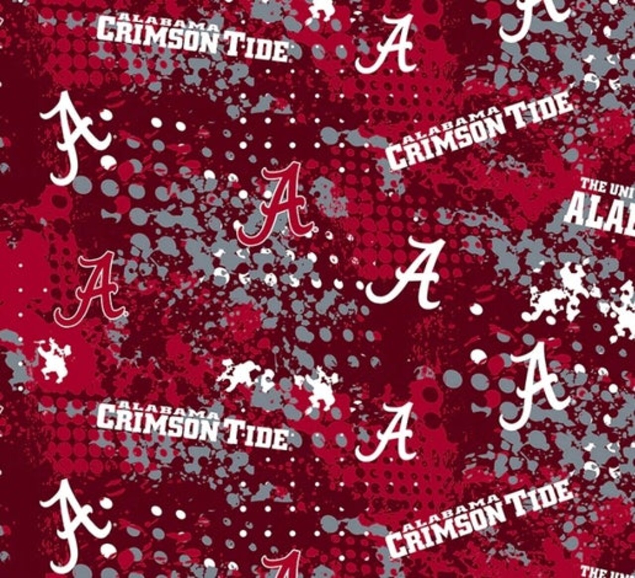 Licensed NCAA University of Alabama Splatter AL-835 Cotton Fabric by the Yard